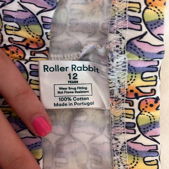 ROLLER RABBIT rainbow elephant pajama bottoms - Picture 2 of 2